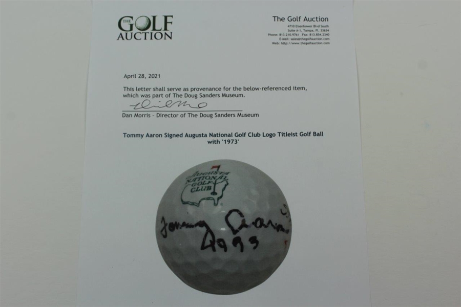 Tommy Aaron Signed Augusta National Golf Club Logo Titleist Golf Ball with '1973' JSA ALOA