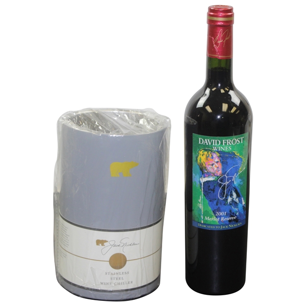 Jack Nicklaus Signature Stainless Steel Wine Chiller with 2001 David Frost Unopened Bottle of Merlot
