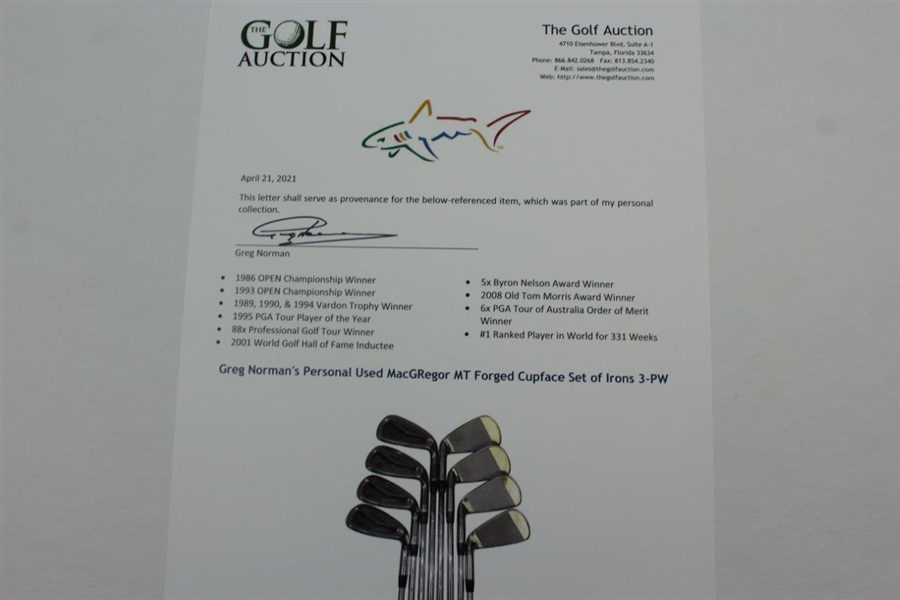 Greg Norman's Personal Used MacGRegor MT Forged Cupface Set of Irons 3-PW