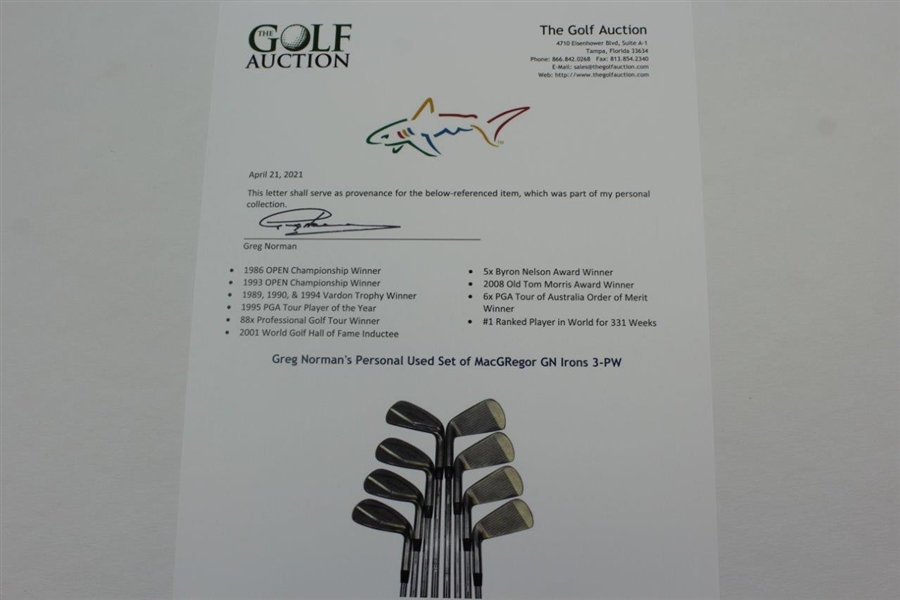 Greg Norman's Personal Used Set of MacGRegor GN Irons 3-PW