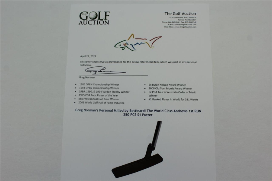Greg Norman's Personal Milled by Bettinardi The World Class Andrews 1st RUN 250 PCS S1 Putter