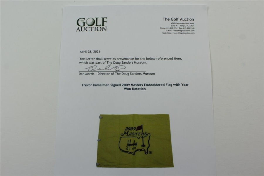 Gary Player Signed Undated Masters Embroidered Flag with Years Won Notation JSA ALOA