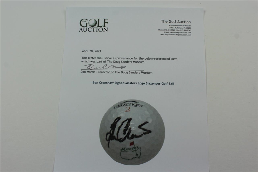 Ben Crenshaw Signed Masters Logo Slazenger Golf Ball JSA ALOA