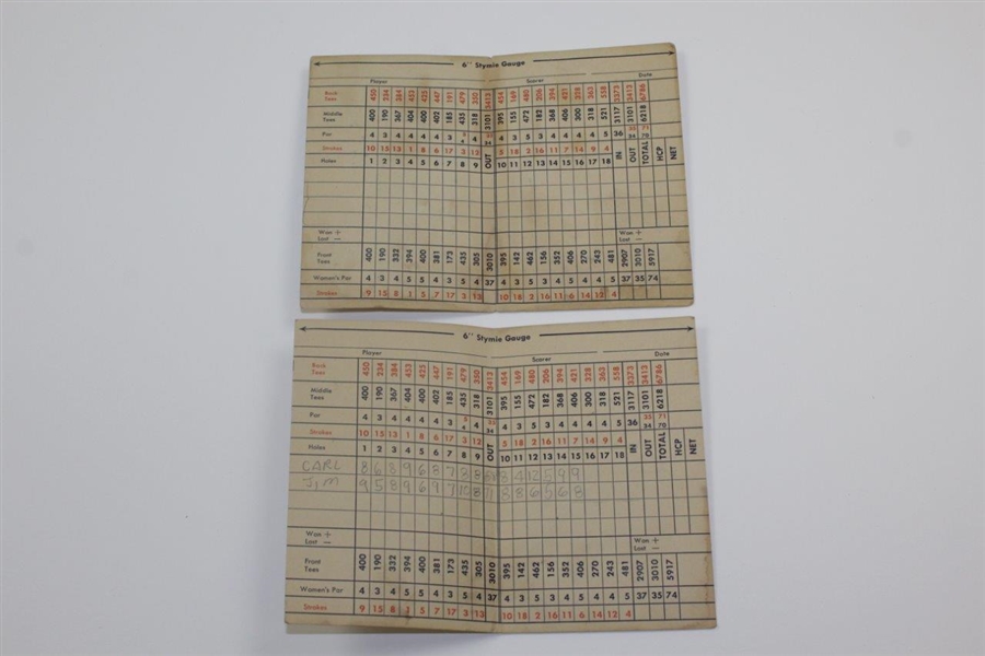 Two Vintage Philadelphia Country Club Scorecards with Stymie Gauge