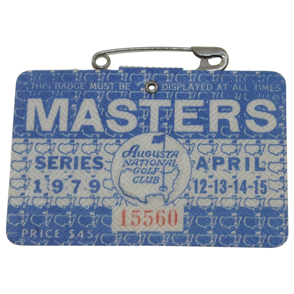 1979 Masters Tournament SERIES Badge #15560 - Fuzzy Zoeller Winner