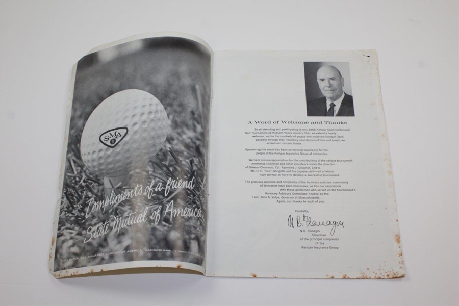 Arnold Palmer Signed 1968 Kemper Open Golf Tournament Program JSA ALOA