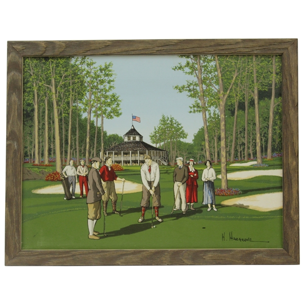 H. Hargrove Framed Canvas Print Augusta National Putting Green JSA ALOA