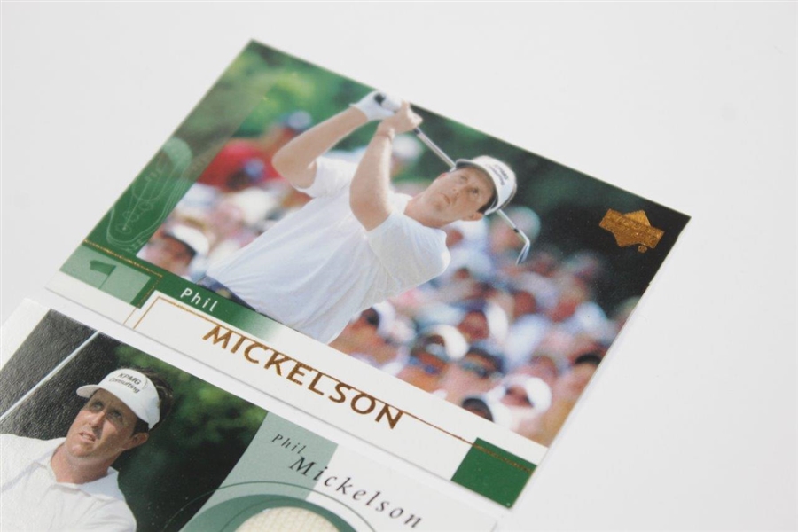 Phil Mickleson 2002 Front 9 Fabric F9S-PM Golf Card with Two 2002 #41 Rookie Golf Cards