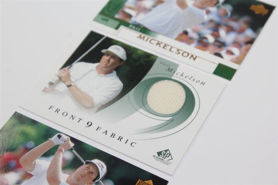 Phil Mickleson 2002 Front 9 Fabric F9S-PM Golf Card with Two 2002 #41 Rookie Golf Cards