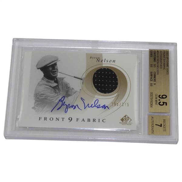 Byron Nelson Signed 2002 SP Game Used Front 9 Fabric BGS 9.5 Autograph 7