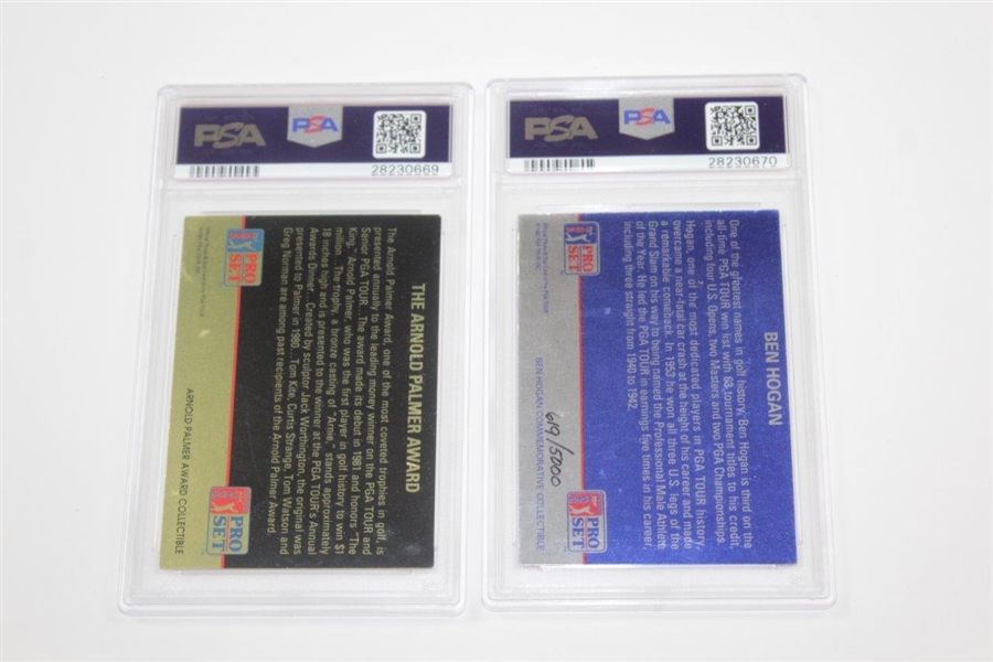 1991 Arnold Palmer & 1992 Ben Hogan PGA Tour Pro Set Hologram Cards Both PSA NM7 