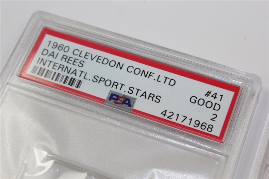Three (3) 1960 Celevedon Conf. LTD Int'l Sport Stars PSA Slabbed Cards - Rees (Good 2), Bousfield (Nm+ 7.5), & Weetman (Ex-Mt 6)