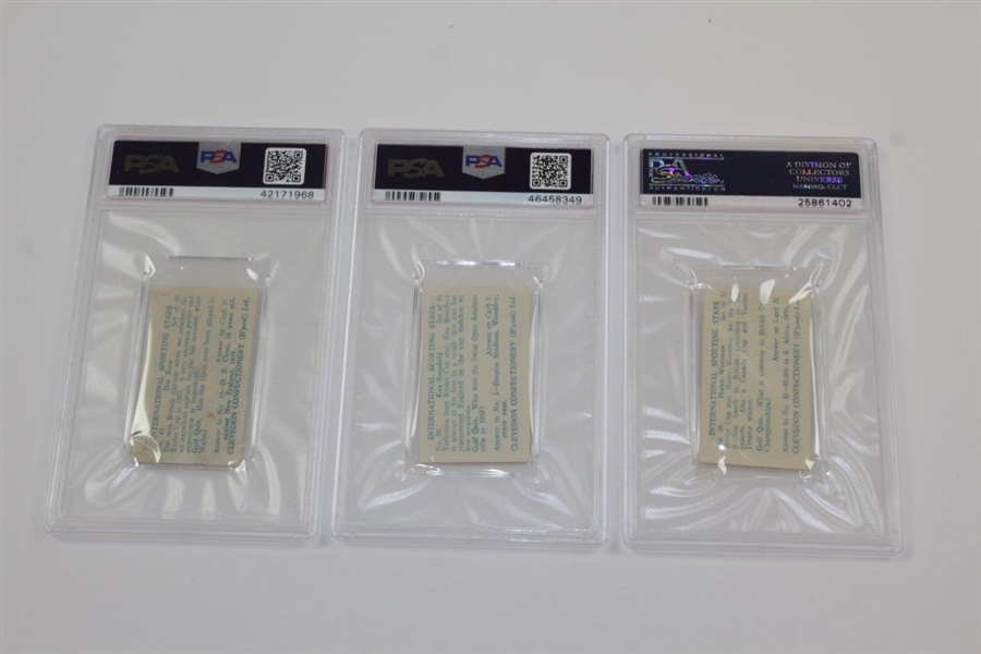 Three (3) 1960 Celevedon Conf. LTD Int'l Sport Stars PSA Slabbed Cards - Rees (Good 2), Bousfield (Nm+ 7.5), & Weetman (Ex-Mt 6)