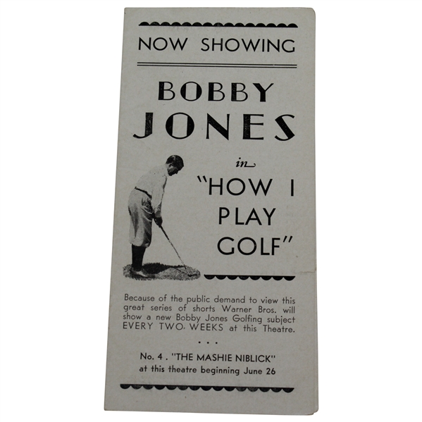 Now Showing Bobby Jones in How I Play Golf Warner Bros. Theator Advert Booklet