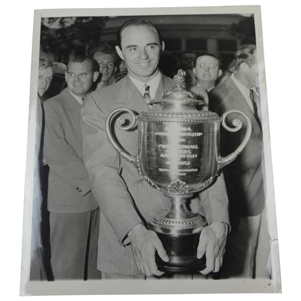 Sam Snead 1942 Holding PGA Trophy 'Snead Snags the Cup' For First Major Associated Press Photo 