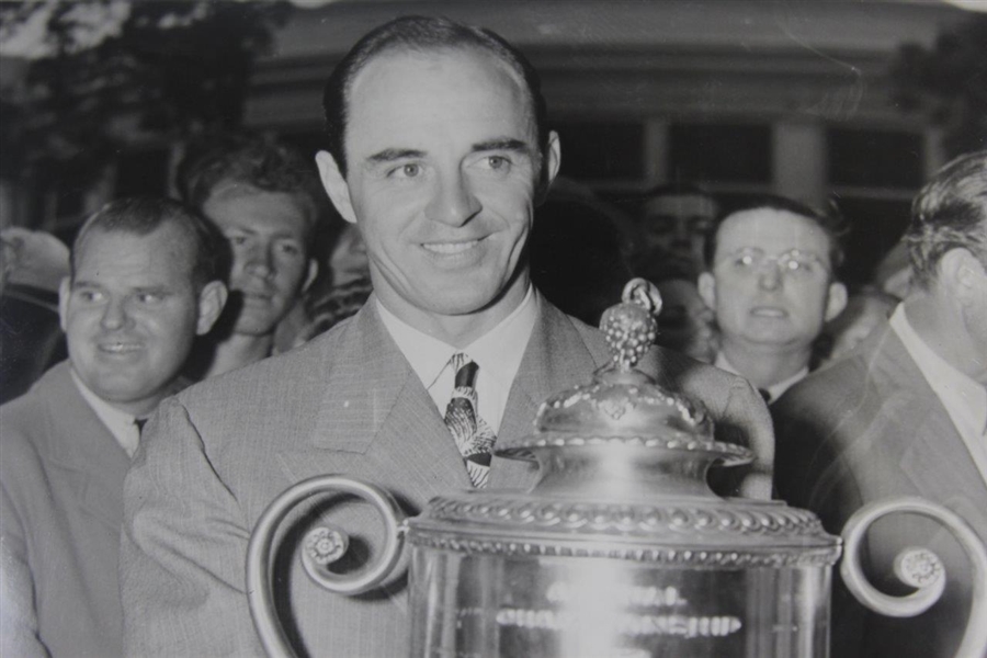 Sam Snead 1942 Holding PGA Trophy 'Snead Snags the Cup' For First Major Associated Press Photo 