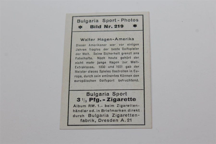 Walter Hagen Bulgaria Sport-Photos Bild Nr. 219 Golf Card - 1930's