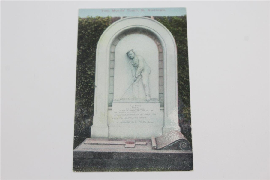 Young Tom Morris Gravesite Postcard with Two Augusta National GC Clubhouse Postcards