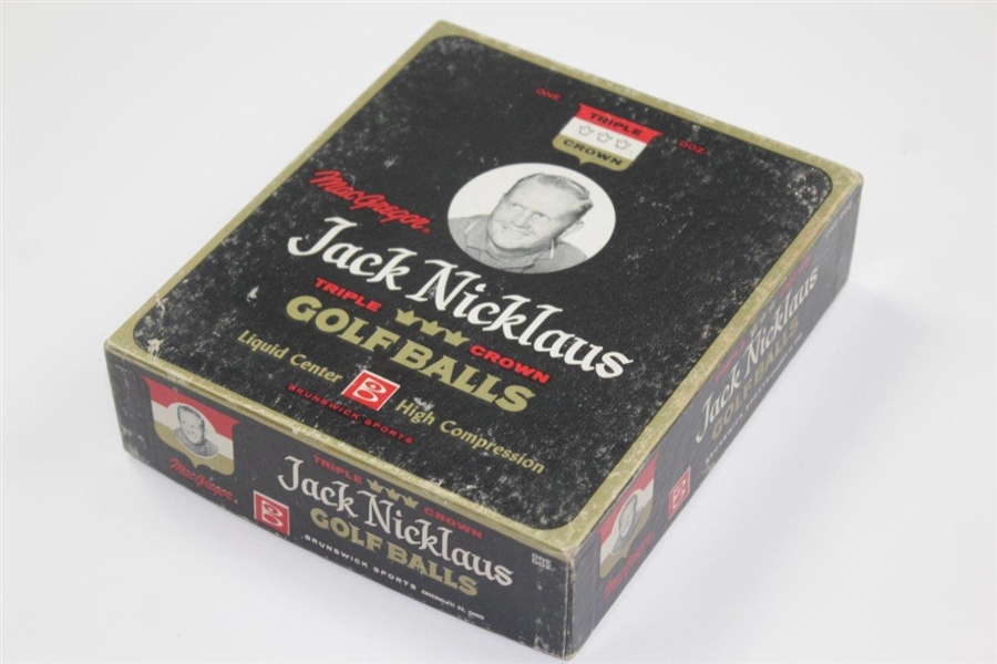 Circa 1960's Jack Nicklaus MacGregor Triple Crown Golf Balls Box with Single Golf Ball