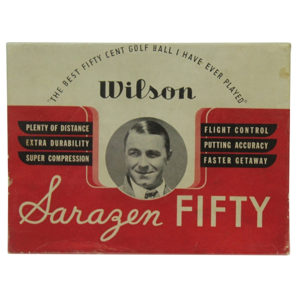 Circa 1930's Gene Sarazen Wilson Fifty Cent 'Fifty' Dozen Golf Balls Box - Box Only