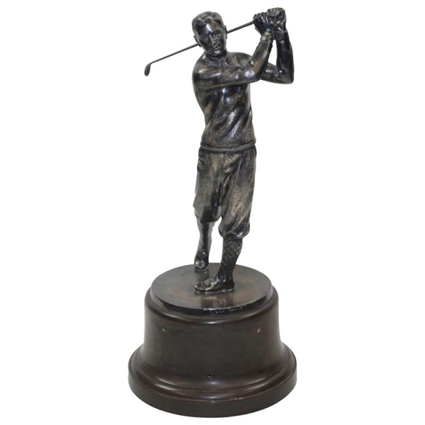 Circa 1930 Silver Plated Large Post-Swing Golfer Trophy with Detached Unmarked Plaque
