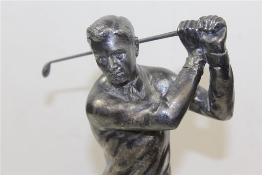 Circa 1930 Silver Plated Large Post-Swing Golfer Trophy with Detached Unmarked Plaque
