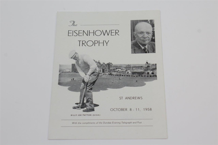 1958 Woirld Amateur Eisenhower Trophy Program with Pairing Sheet - Bobby Jones Captain