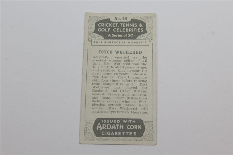 1935 Joyce Wethered Original Ardath Cork Cigarettes Card #48 in Series of 50