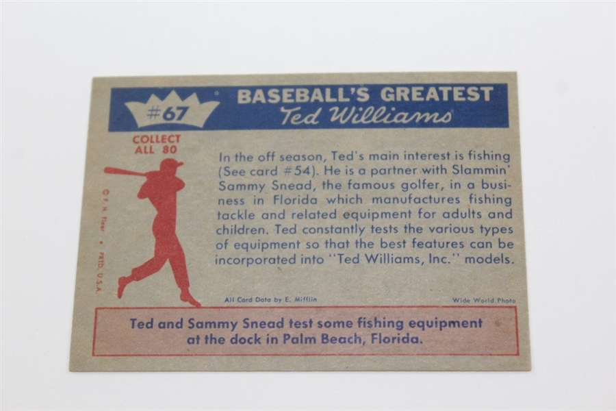 Ted Williams & Sammy Snead Two Famous Fishermen Fleer Card #67