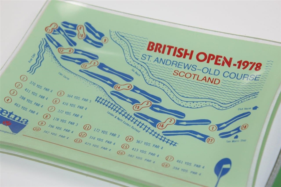 Three (3) British Open Commemorative Glass Trays - 1975 Carnoustie, 1977 Turnberry, & 1978 St. Andrews