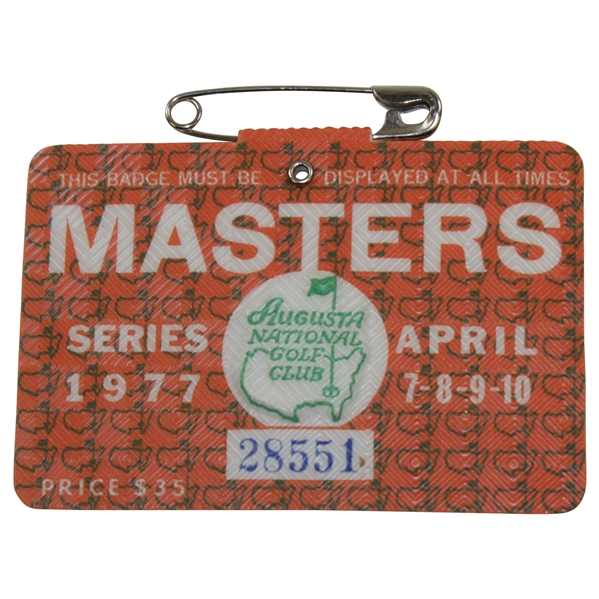 1977 Masters Tournament SERIES Badge #28551