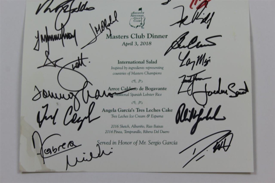 Charles Coody's 2018 Signed Masters Club Dinner Menu JSA ALOA