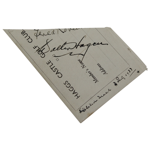 Walter Hagen Signed Cut Dated 1933 JSA ALOA