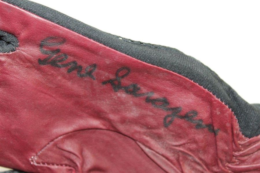 Gene Sarazen Signed Deep Red LH Golf Glove JSA ALOA