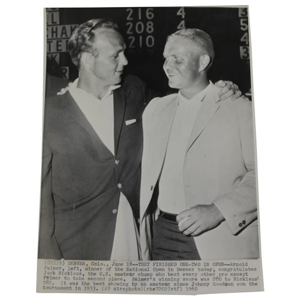 Arnold Palmer & Jack Nicklaus 1960 US Open Wire Photo