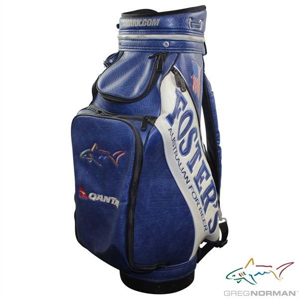 Greg Norman's Personal Shark Logo Foster's 'Australian For Beer' Blue and White Burton Full Size Golf Bag