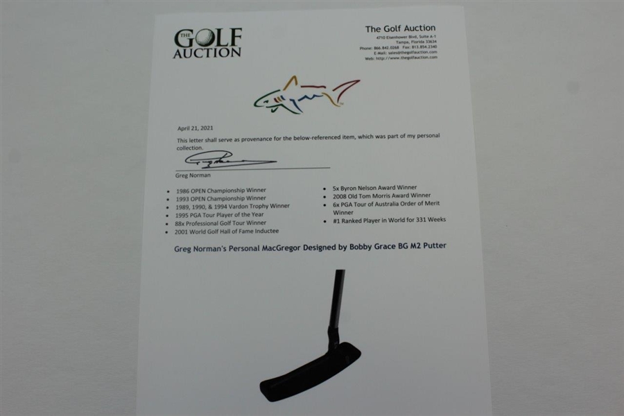 Greg Norman's Personal MacGregor Designed by Bobby Grace BG M2 Putter