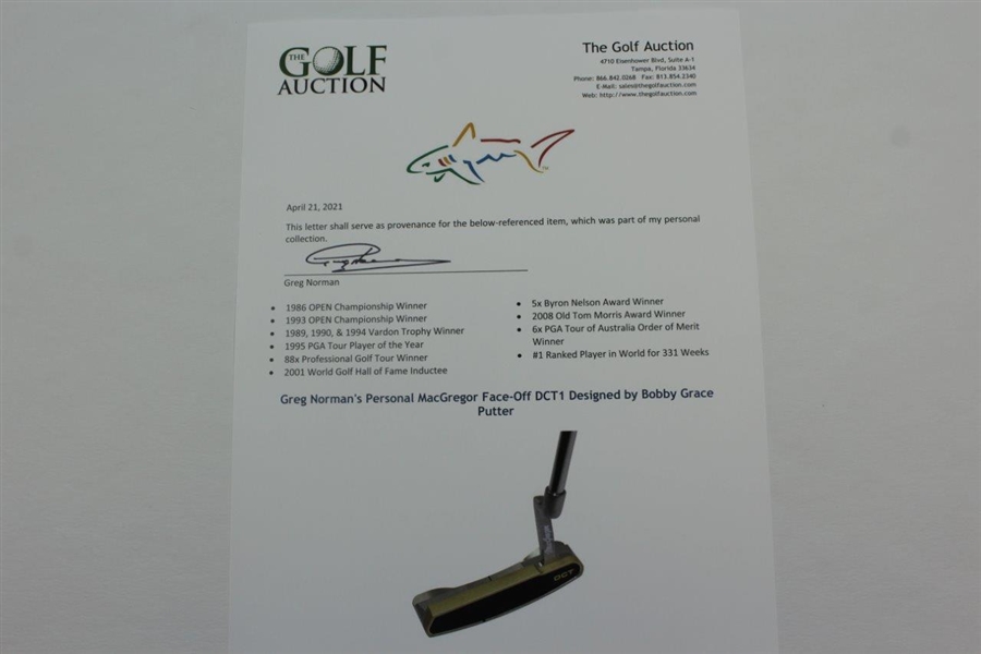 Greg Norman's Personal MacGregor Face-Off DCT1 Designed by Bobby Grace Putter