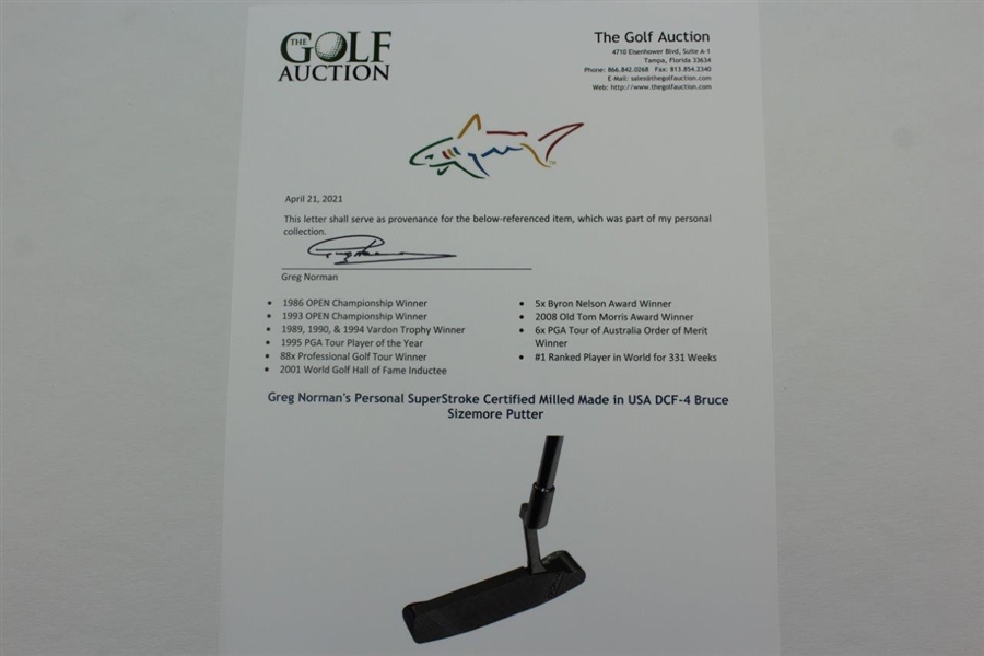 Greg Norman's Personal SuperStroke Certified Milled Made in USA DCF-4 Bruce Sizemore Putter