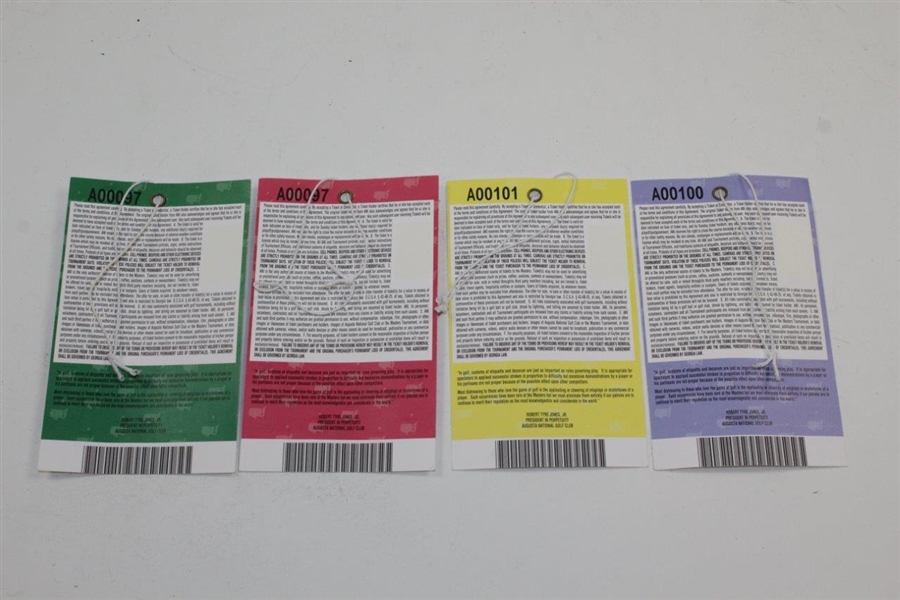 2010 Masters Tournament Daily Ticket Set - Thursday, Friday, Saturday, & Sunday - Phil Mickelson Winner