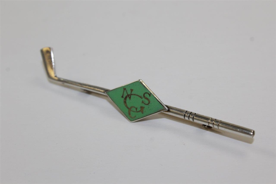 North Shore Golf Club Sterling & Enamel English Golf Pin in Case by Chester 1922 - James Braid Course