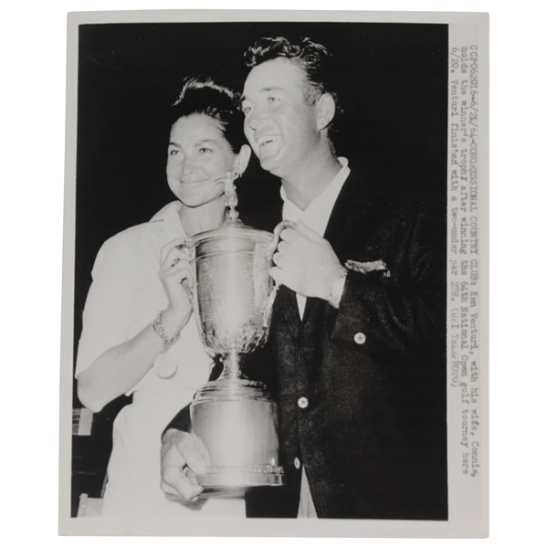 Ken Venturi 1964 US Open Win with Trophy Photo