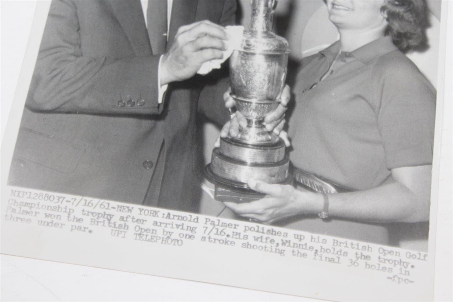 Arnold Palmer with Winnie & Claret Jug Open Trophy Photo From 1961