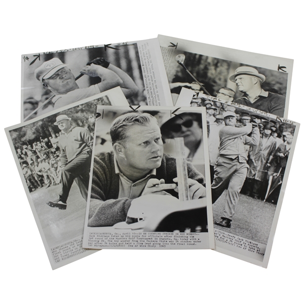 Five (5) Jack Nicklaus Wire Photos (1963,1965,1966 Masters)
