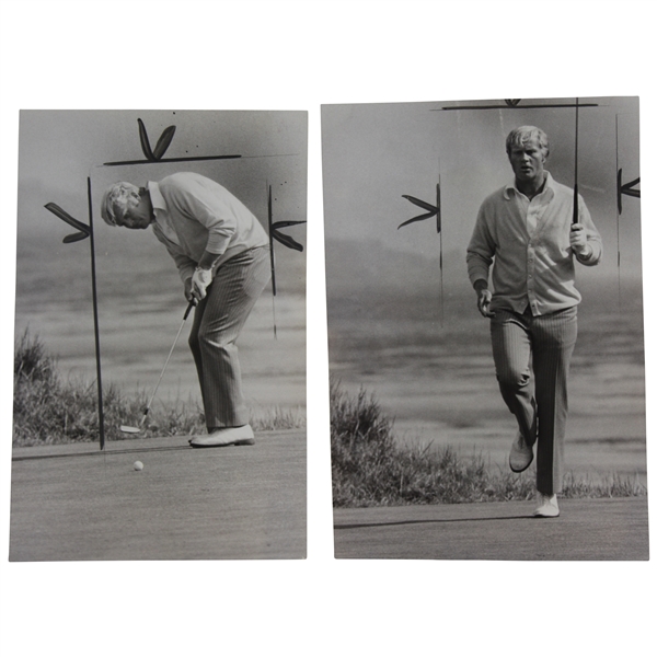 Two (2) Jack Nicklaus 1972 US Open at Pebble Beach Wire Photos