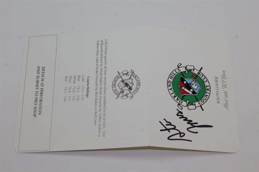 Steve Jones Signed Oakland Hills Country Club South Course Scorecard - Site of 1996 US Open Win