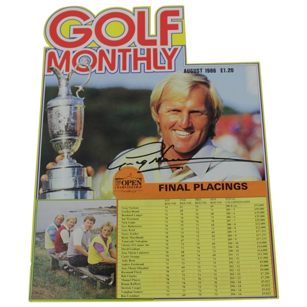 Greg Norman Signed August 1986 Golf Monthly Magazine Cover Only JSA ALOA