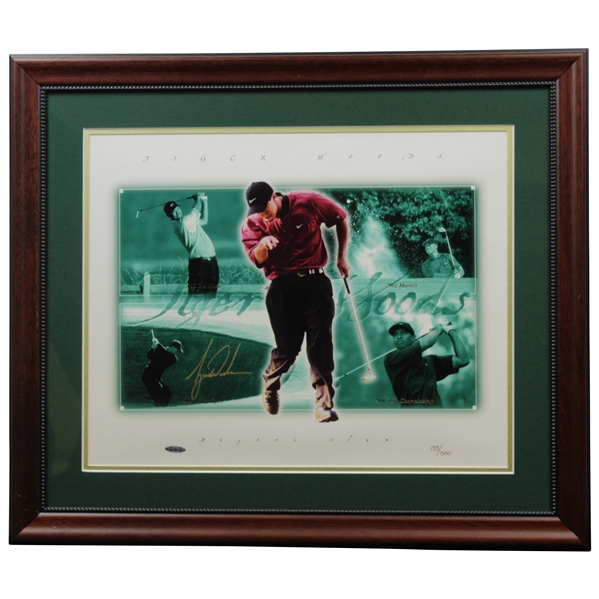 Tiger Woods Signed Tiger Slam Limited Edition 135/500 Framed Photo UDA #BAH92635