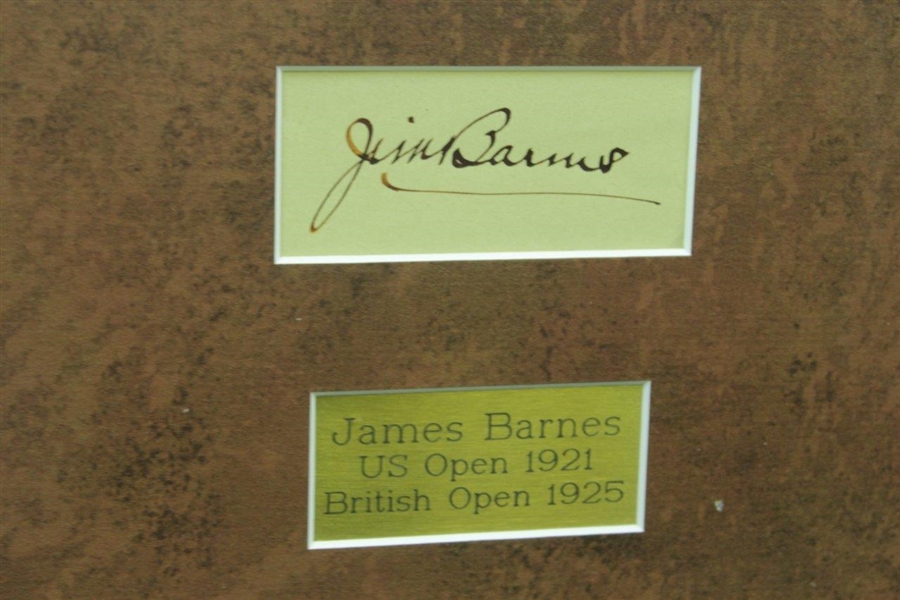 Jim Barnes Signed Cut Signature with Sepia Tone Photo & Major Championship Wins Brass Plate - Framed JSA ALOA