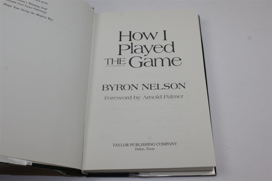 Byron Nelson Signed How I Played The Game Book JSA ALOA